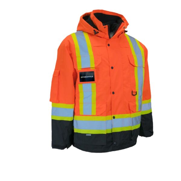 Hi Vis Winter Safety Parka with Removable Down Insulated Nylon Puffer Thumbnail